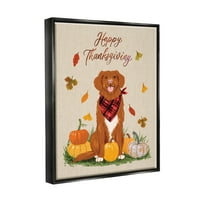 Среќна Денот на благодарноста тиква од кучиња одмори за празници за графички уметнички џет црни врамени уметнички печатени wallидни
