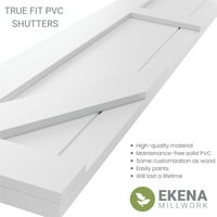 Ekena Millwork 12 W 35 H TRUE FIT PVC Две еднакви панели Фарма куќа фиксирани ролетни за монтирање W Z-Bar, HailStorm Grey