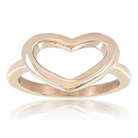 Розово позлатен висок полски прстен на отворено срце од не'рѓосувачки челик