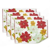 Pioneer Woman Poinsettia Reversible PlaceMat со Ric Rac Trim, 4pk