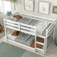 Aukfa кревети со големина на близнаци, дрвена рамка за деца, бело