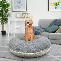 Беси и Барни потпис Serenity Grey Serenity Bov Couse Luxury Extra Plush Fur Fur Bugel Pet Dog Bed