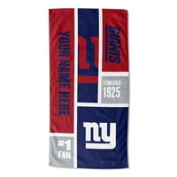 Yorkујорк гиганти NFL Colorblock персонализирана 30 60 крпа за плажа