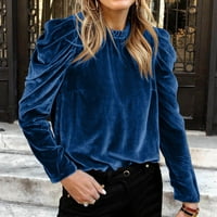 Жените Круг Вратот Повик Врвот Долг Ракав Издувам Ракав Еднобојна Мода Лабава Џемпер Џемпер Во Собата Сина